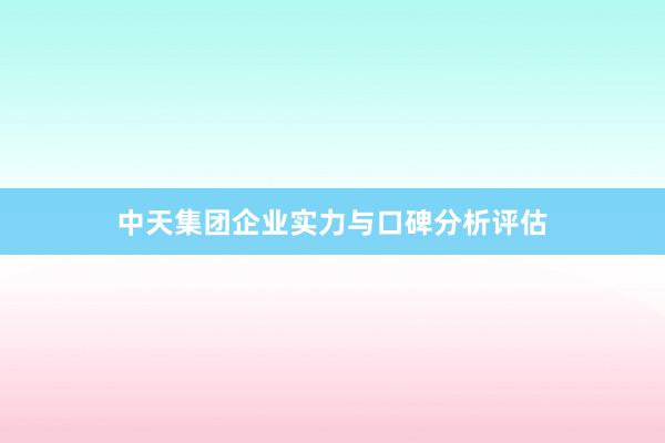 中天集团企业实力与口碑分析评估